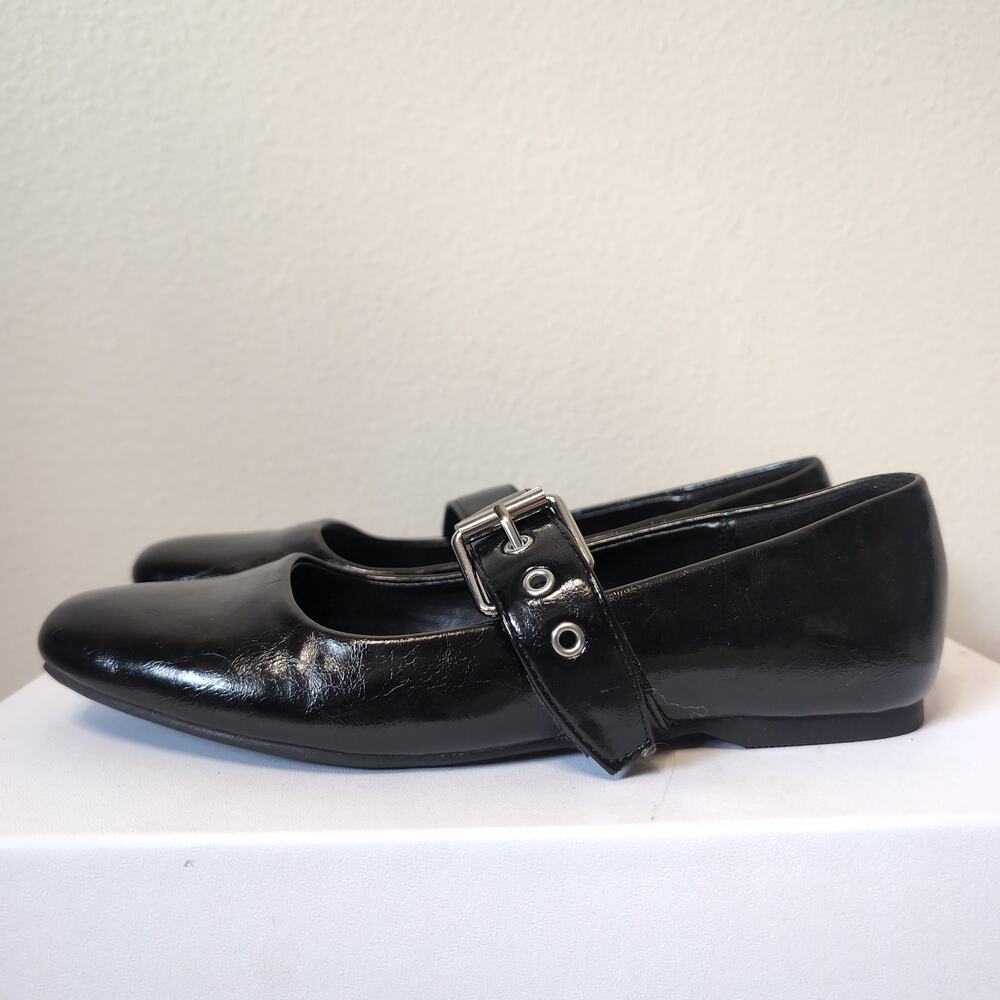 Black Patent Buckle Mary Jane Flats
